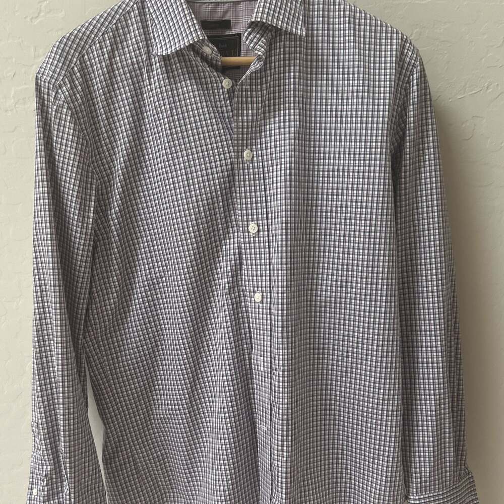 Jos A Bank Traveler tailored fit size M blue multi colored long sleeve Shirt - Picture 1 of 7